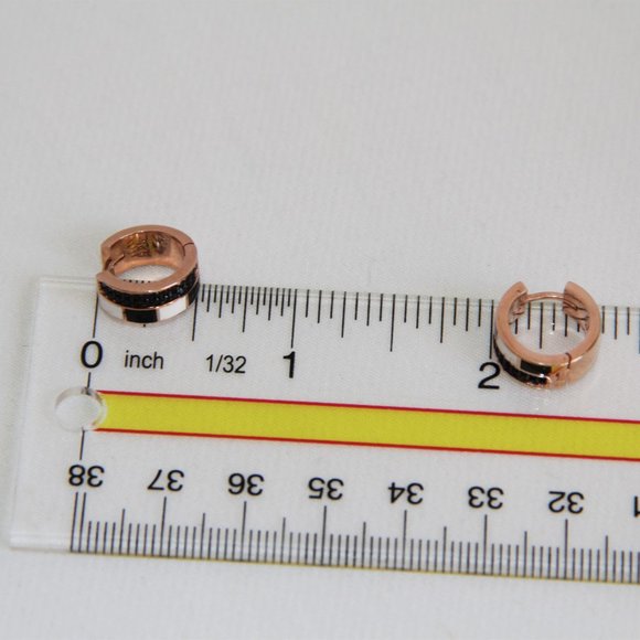 Nickho Rey Black Spinel Enamel Rose Gold Earrings - Picture 11 of 12